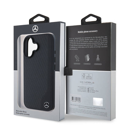 iPhone 16 Kılıf Mercedes Benz Orjinal Lisanslı M-safe Şarj Özellikli 3D Metal Logolu Wood Imitation Deri Kapak