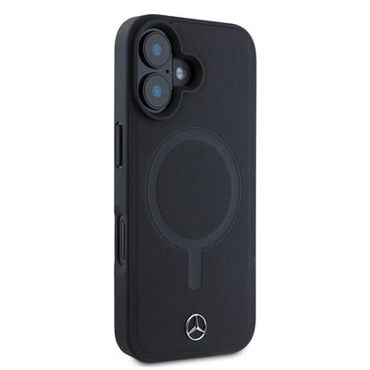 iPhone 16 Kılıf Mercedes Benz Orjinal Lisanslı M-safe Şarj Özellikli Metal Yıldız Logolu Sade Pürüzsüz Deri Kapak