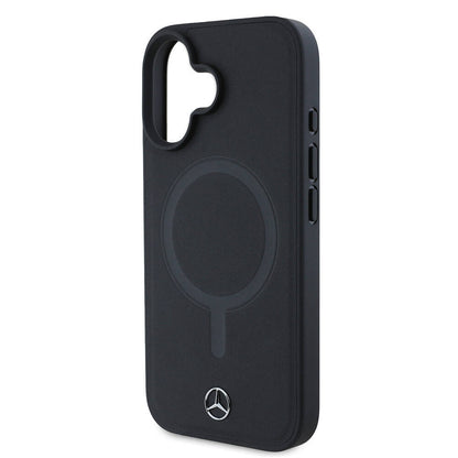 iPhone 16 Kılıf Mercedes Benz Orjinal Lisanslı M-safe Şarj Özellikli Metal Yıldız Logolu Sade Pürüzsüz Deri Kapak