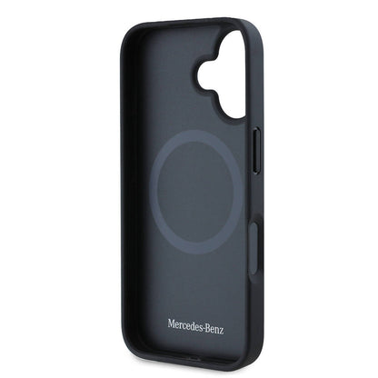 iPhone 16 Kılıf Mercedes Benz Orjinal Lisanslı M-safe Şarj Özellikli Metal Yıldız Logolu Sade Pürüzsüz Deri Kapak