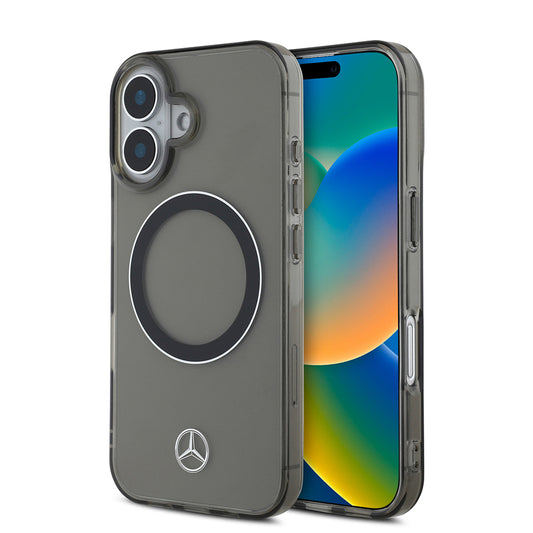 iPhone 16 Kılıf Mercedes Benz Orjinal Lisanslı M-safe Şarj Özellikli Saydam Yüzey Silver Ring Kapak