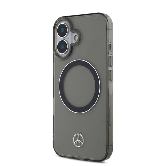 iPhone 16 Kılıf Mercedes Benz Orjinal Lisanslı M-safe Şarj Özellikli Saydam Yüzey Silver Ring Kapak