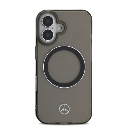 iPhone 16 Kılıf Mercedes Benz Orjinal Lisanslı M-safe Şarj Özellikli Saydam Yüzey Silver Ring Kapak