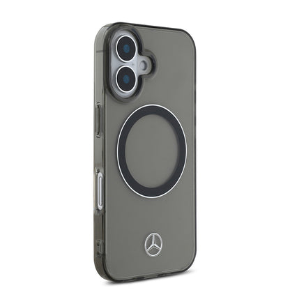 iPhone 16 Kılıf Mercedes Benz Orjinal Lisanslı M-safe Şarj Özellikli Saydam Yüzey Silver Ring Kapak