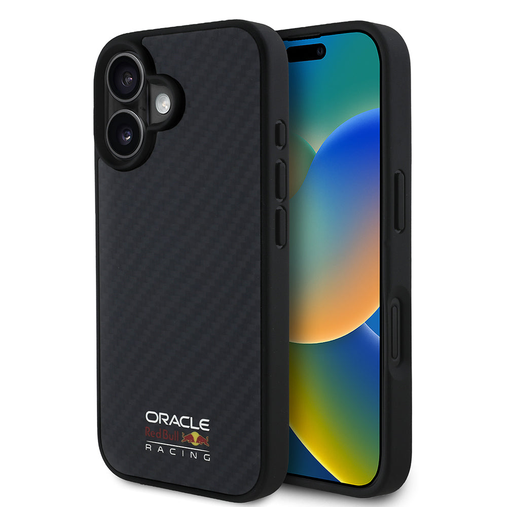 iPhone 16 Kılıf Redbull Orjinal Lisanslı M-safe Şarj Özellikli Karbon Fiber Tasarımlı Parlayan Logolu Kapak
