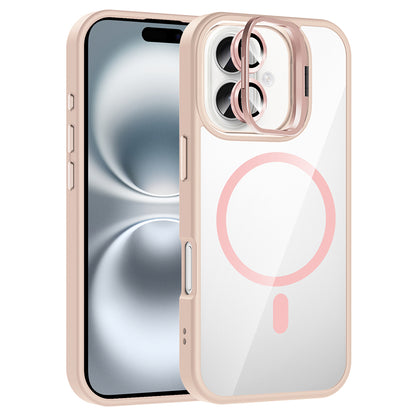 Apple iPhone 16 Kılıf Standlı ve Kamera Lens Hediyeli M-Safe Şarj Özellikli Zore Etro Kapak