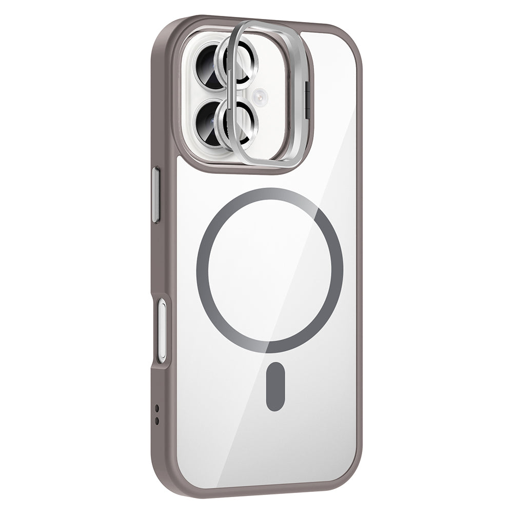 Apple iPhone 16 Kılıf Standlı ve Kamera Lens Hediyeli M-Safe Şarj Özellikli Zore Etro Kapak