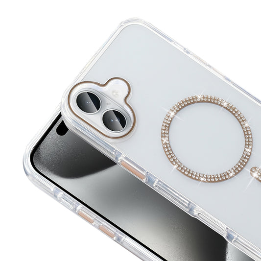 Apple iPhone 16 Kılıf Taşlı Tasarım M-safe Şarj Özellikli Zore Koment Silikon Kapak