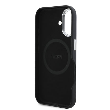 iPhone 16 Kılıf TUMI Orjinal Lisanslı M-safe Şarj Özellikli Metal Yazı Logolu PU Deri Kapak
