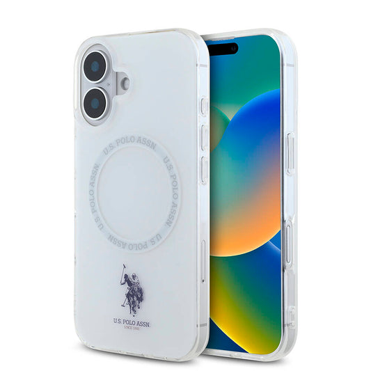 iPhone 16 Kılıf U.S. Polo Assn. Orjinal Lisanslı M-safe Şarj Özellikli IML Double Horse Logolu Ring Kapak