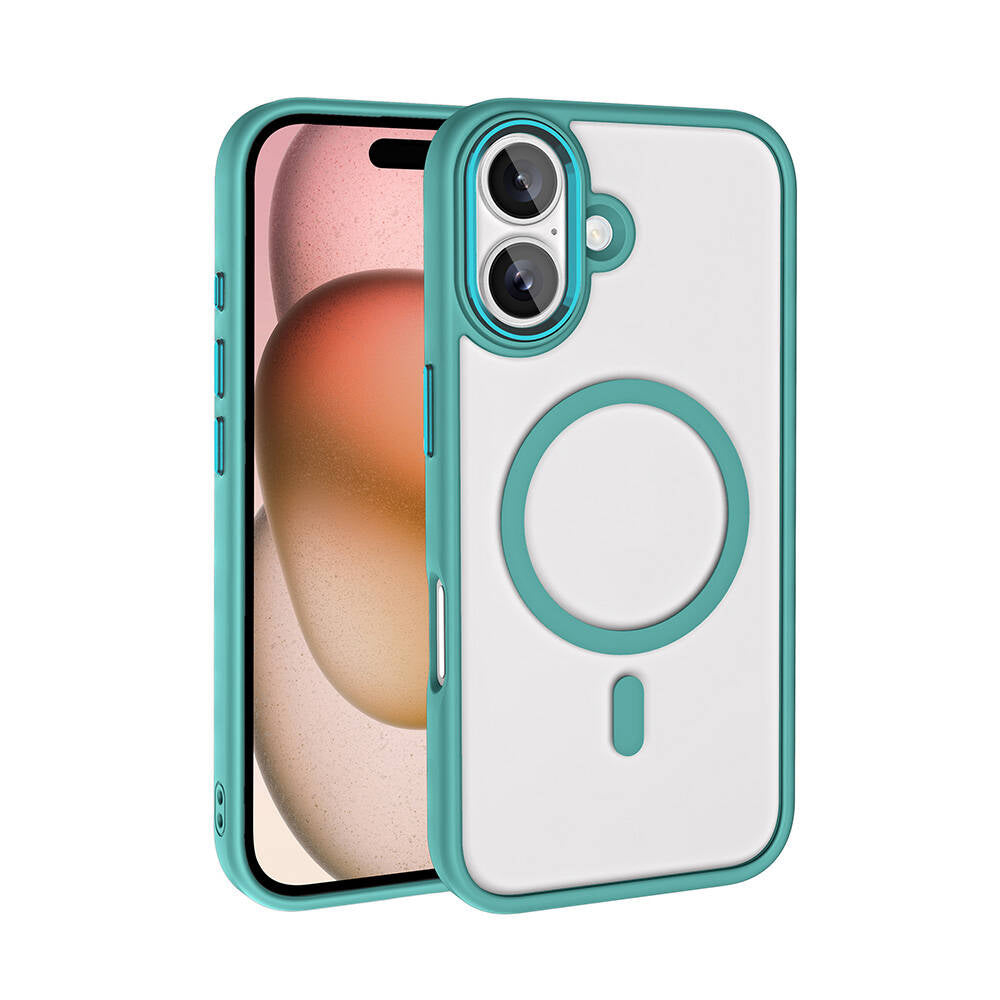 Apple iPhone 16 Kılıf Wireless Şarj Özellikli Zore Krom M-safe Silikon Kapak