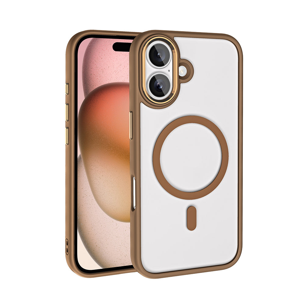 Apple iPhone 16 Kılıf Wireless Şarj Özellikli Zore Krom M-safe Silikon Kapak