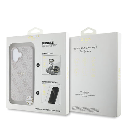 iPhone 16 Plus Guess Orjinal Lisanslı Kılıf + Ekran Koruyucu + Lens Koruyucu 3in1 Aksesuar Seti