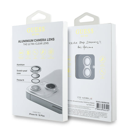 iPhone 16 Plus Guess Orjinal Lisanslı Metal Kamera Lens Koruyucu