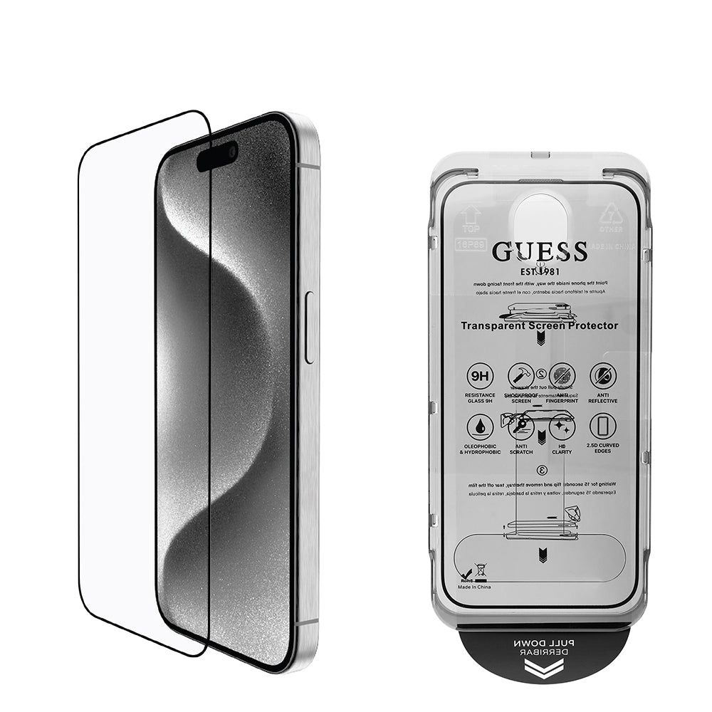 iPhone 16 Plus Guess Orjinal Lisanslı Rhinestone Ekran Koruyucu + Lens Koruyucu 2in1 Aksesuar Seti