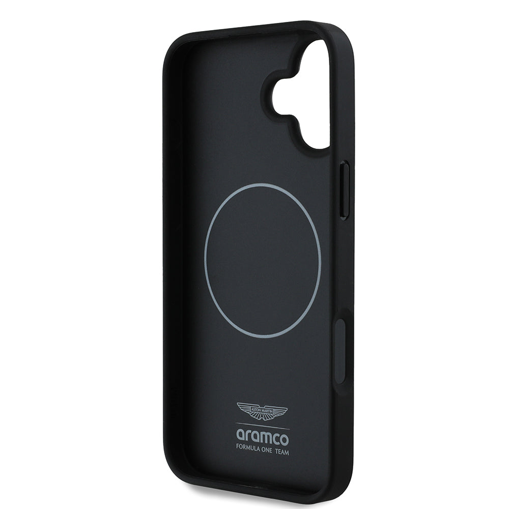 iPhone 16 Plus Kılıf Aston Martin Orjinal Lisanslı M-safe Şarj Özellikli PU Deri Alonso 14 Baskılı Kapak