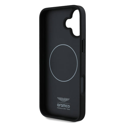 iPhone 16 Plus Kılıf Aston Martin Orjinal Lisanslı M-safe Şarj Özellikli PU Deri Alonso 14 Baskılı Kapak