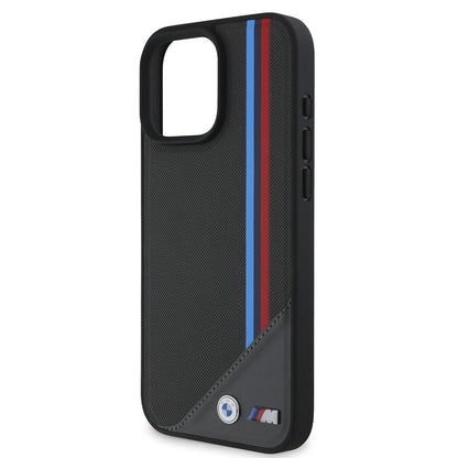 iPhone 16 Plus Kılıf BMW Orjinal Lisanslı M-safe Şarj Özellikli M Logolu Üç Çizgili Dikiş Detaylı Meshed Tricolor Stripes Kapak