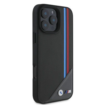 iPhone 16 Plus Kılıf BMW Orjinal Lisanslı M-safe Şarj Özellikli M Logolu Üç Çizgili Dikiş Detaylı Meshed Tricolor Stripes Kapak