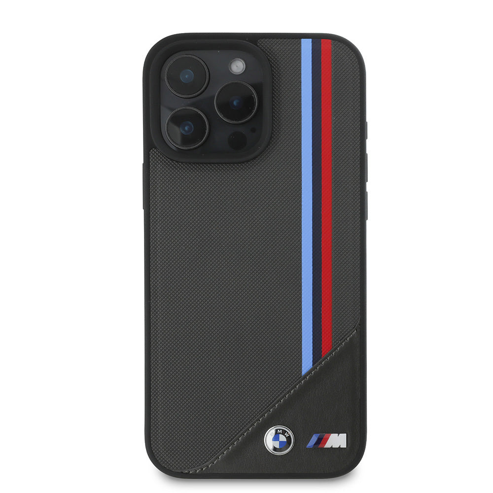 iPhone 16 Plus Kılıf BMW Orjinal Lisanslı M-safe Şarj Özellikli M Logolu Üç Çizgili Dikiş Detaylı Meshed Tricolor Stripes Kapak