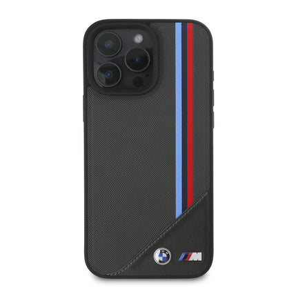 iPhone 16 Plus Kılıf BMW Orjinal Lisanslı M-safe Şarj Özellikli M Logolu Üç Çizgili Dikiş Detaylı Meshed Tricolor Stripes Kapak