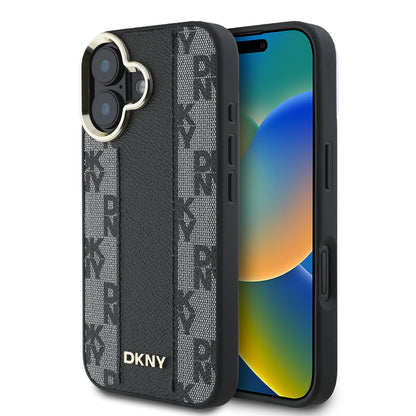 iPhone 16 Plus Kılıf DKNY Orjinal Lisanslı M-safe Şarj Özellikli 3D Yazılı Checkered Pattern Kapak