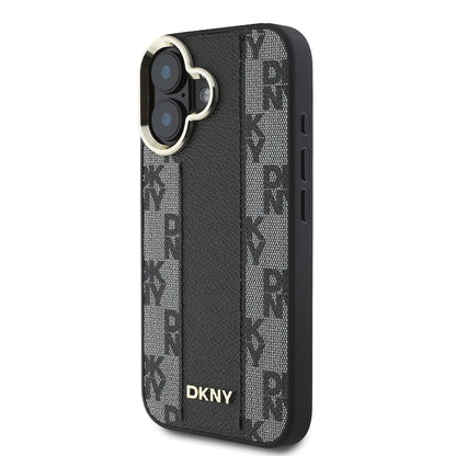iPhone 16 Plus Kılıf DKNY Orjinal Lisanslı M-safe Şarj Özellikli 3D Yazılı Checkered Pattern Kapak