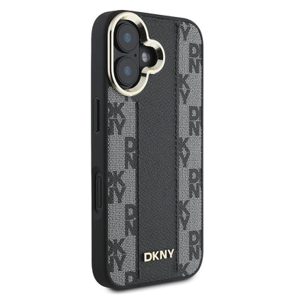 iPhone 16 Plus Kılıf DKNY Orjinal Lisanslı M-safe Şarj Özellikli 3D Yazılı Checkered Pattern Kapak