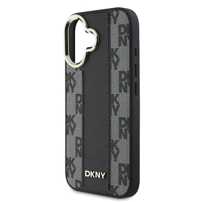 iPhone 16 Plus Kılıf DKNY Orjinal Lisanslı M-safe Şarj Özellikli 3D Yazılı Checkered Pattern Kapak