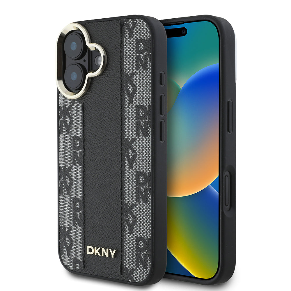 iPhone 16 Plus Kılıf DKNY Orjinal Lisanslı M-safe Şarj Özellikli 3D Yazılı Checkered Pattern Kapak
