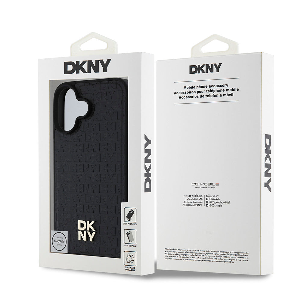 iPhone 16 Plus Kılıf DKNY Orjinal Lisanslı M-safe Şarj Özellikli 3D Yazılı Repeat Pattern Kapak