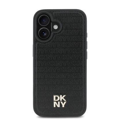 iPhone 16 Plus Kılıf DKNY Orjinal Lisanslı M-safe Şarj Özellikli 3D Yazılı Repeat Pattern Kapak