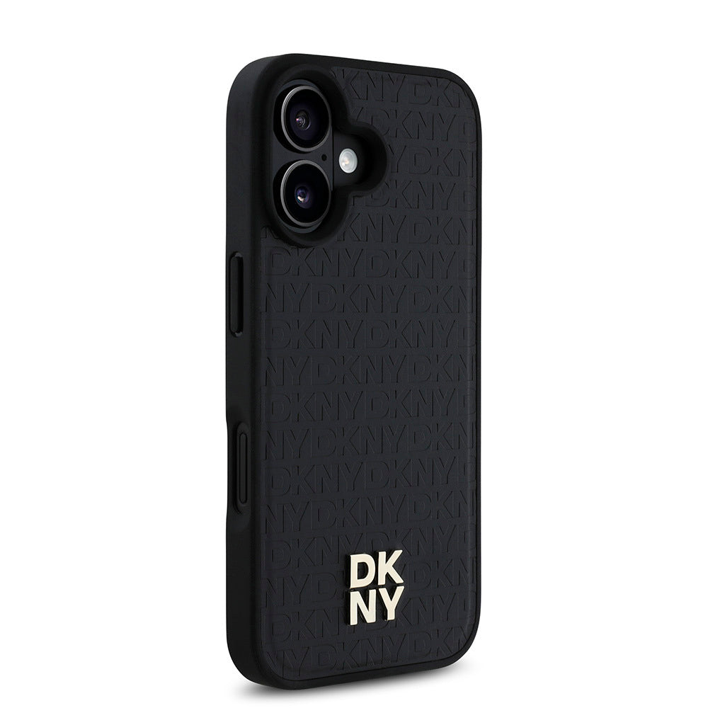 iPhone 16 Plus Kılıf DKNY Orjinal Lisanslı M-safe Şarj Özellikli 3D Yazılı Repeat Pattern Kapak