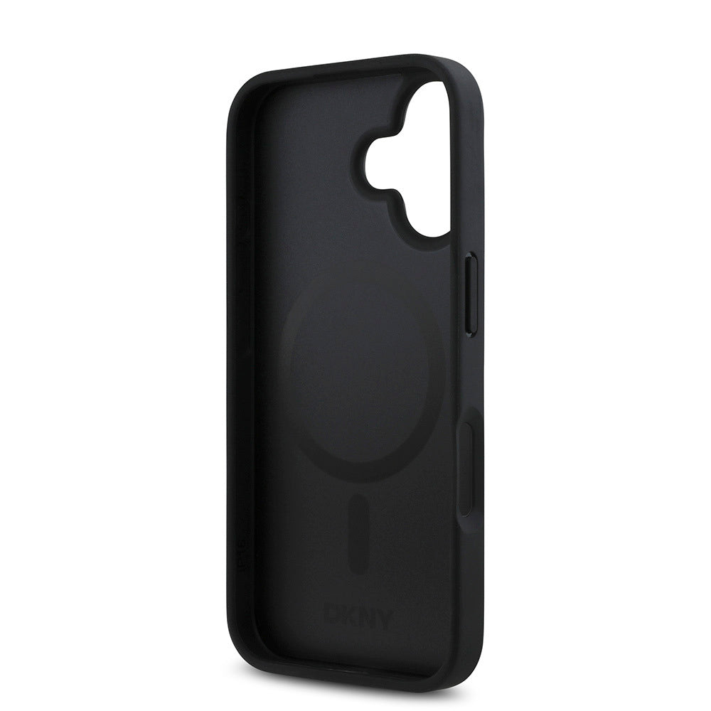 iPhone 16 Plus Kılıf DKNY Orjinal Lisanslı M-safe Şarj Özellikli 3D Yazılı Repeat Pattern Kapak