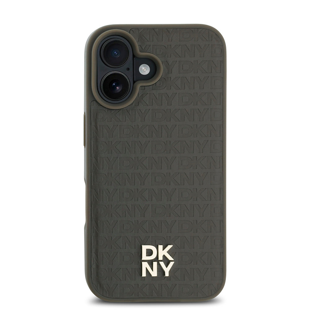 iPhone 16 Plus Kılıf DKNY Orjinal Lisanslı M-safe Şarj Özellikli 3D Yazılı Repeat Pattern Kapak