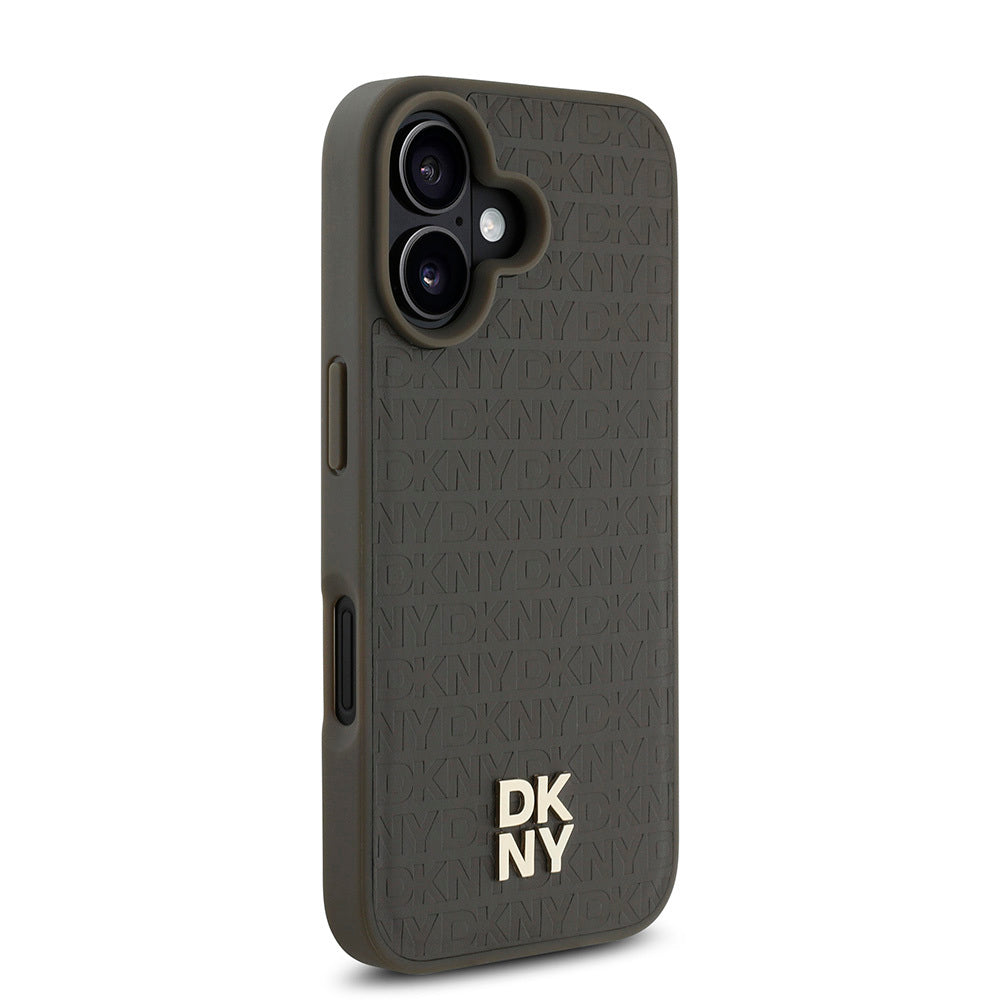iPhone 16 Plus Kılıf DKNY Orjinal Lisanslı M-safe Şarj Özellikli 3D Yazılı Repeat Pattern Kapak