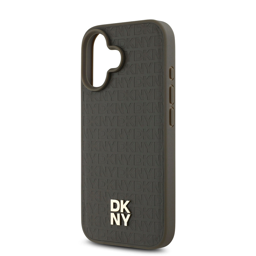 iPhone 16 Plus Kılıf DKNY Orjinal Lisanslı M-safe Şarj Özellikli 3D Yazılı Repeat Pattern Kapak