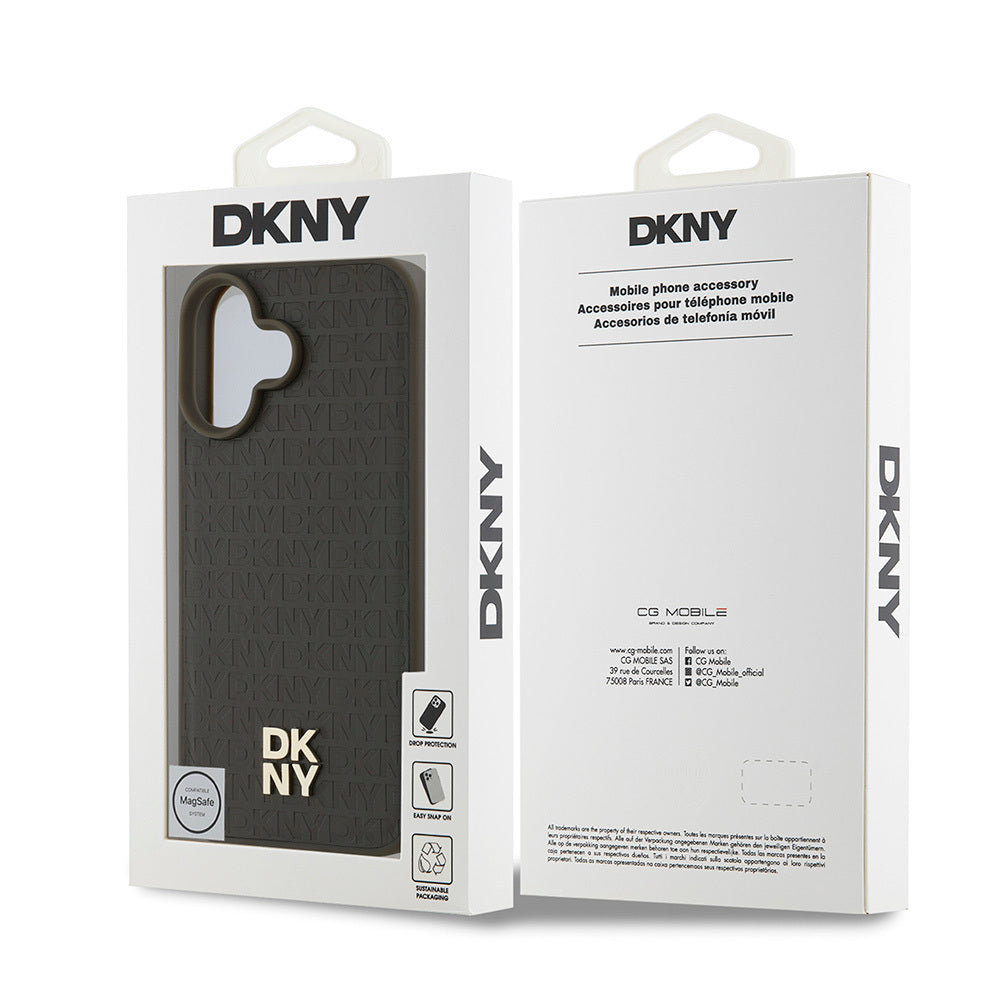 iPhone 16 Plus Kılıf DKNY Orjinal Lisanslı M-safe Şarj Özellikli 3D Yazılı Repeat Pattern Kapak