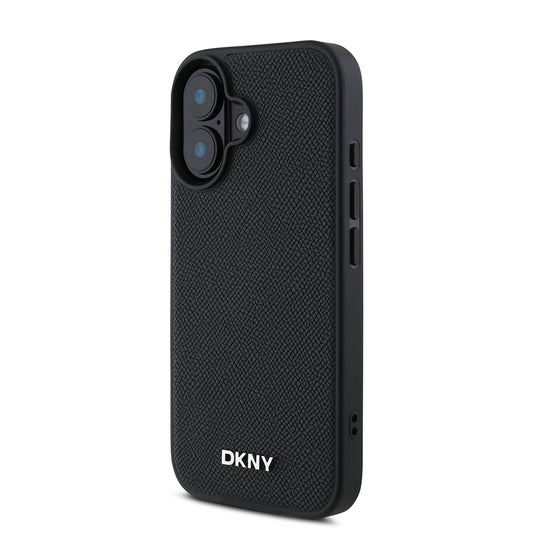 iPhone 16 Plus Kılıf DKNY Orjinal Lisanslı M-safe Şarj Özellikli Metal Logolu PU Deri Grained Kapak