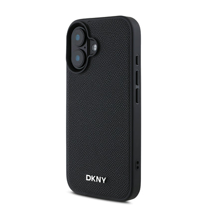 iPhone 16 Plus Kılıf DKNY Orjinal Lisanslı M-safe Şarj Özellikli Metal Logolu PU Deri Grained Kapak
