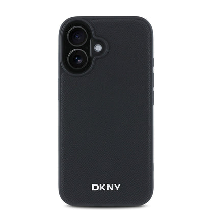 iPhone 16 Plus Kılıf DKNY Orjinal Lisanslı M-safe Şarj Özellikli Metal Logolu PU Deri Grained Kapak