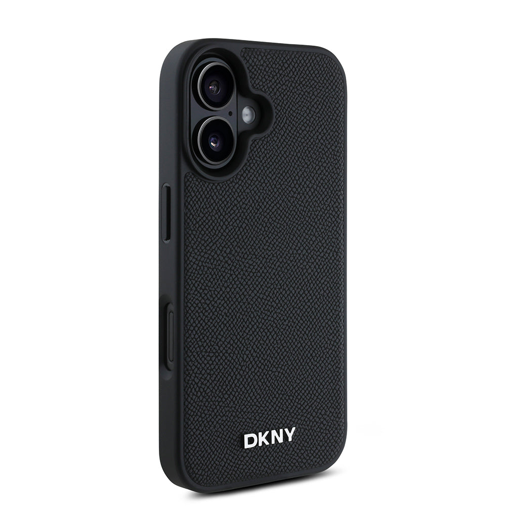iPhone 16 Plus Kılıf DKNY Orjinal Lisanslı M-safe Şarj Özellikli Metal Logolu PU Deri Grained Kapak