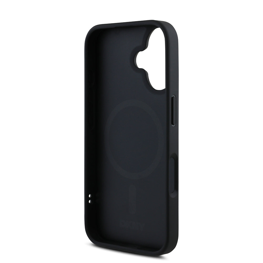 iPhone 16 Plus Kılıf DKNY Orjinal Lisanslı M-safe Şarj Özellikli Metal Logolu PU Deri Grained Kapak