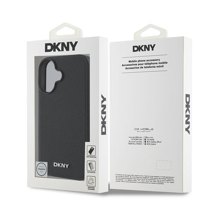 iPhone 16 Plus Kılıf DKNY Orjinal Lisanslı M-safe Şarj Özellikli Metal Logolu PU Deri Grained Kapak