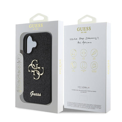 iPhone 16 Plus Kılıf Guess Orjinal Lisanslı 4G Büyük Metal Logolu Glitter Kapak
