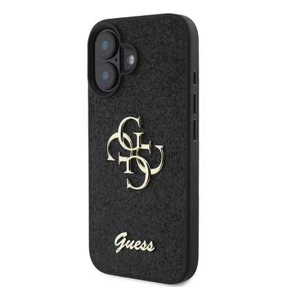 iPhone 16 Plus Kılıf Guess Orjinal Lisanslı 4G Büyük Metal Logolu Glitter Kapak