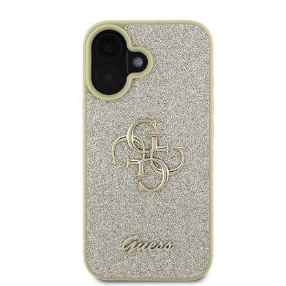 iPhone 16 Plus Kılıf Guess Orjinal Lisanslı 4G Büyük Metal Logolu Glitter Kapak
