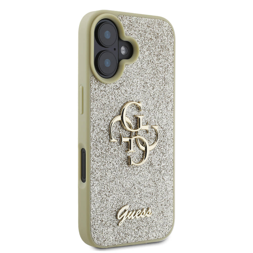 iPhone 16 Plus Kılıf Guess Orjinal Lisanslı 4G Büyük Metal Logolu Glitter Kapak