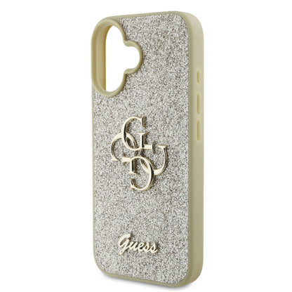 iPhone 16 Plus Kılıf Guess Orjinal Lisanslı 4G Büyük Metal Logolu Glitter Kapak