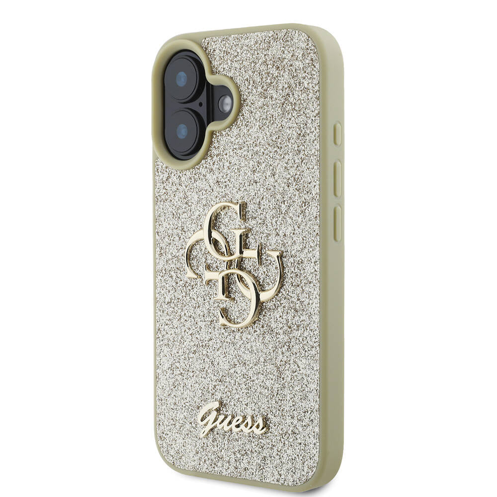 iPhone 16 Plus Kılıf Guess Orjinal Lisanslı 4G Büyük Metal Logolu Glitter Kapak